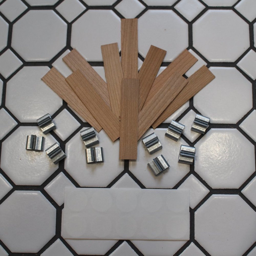 Wooden Wicks with Metal Clips and Wick Stickers- Pack of 10